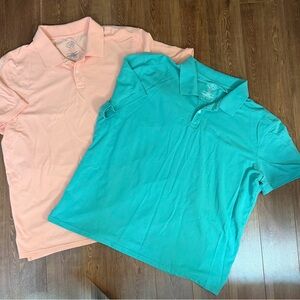 Men’s Polo Shirts by St. John’s Bay (2) - Size XXL - Short Sleeve - Peach/Green